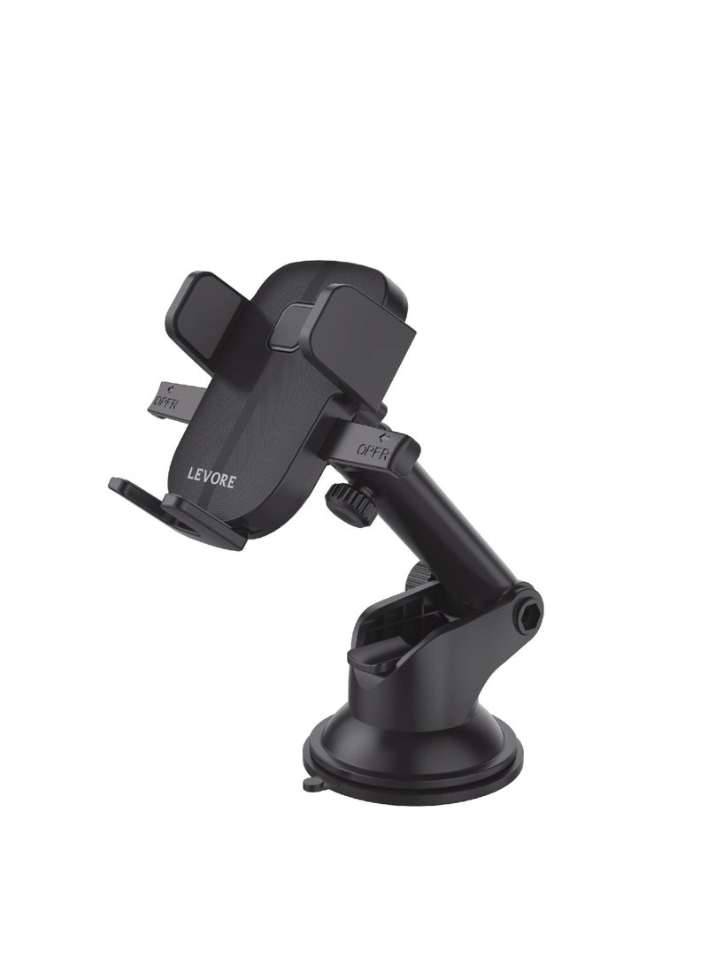 ليفور حامل هاتف عالمي للزجاج الأمامي ولوحة القيادة ، حامل دوار 360 درجة ، أسود - Image 3